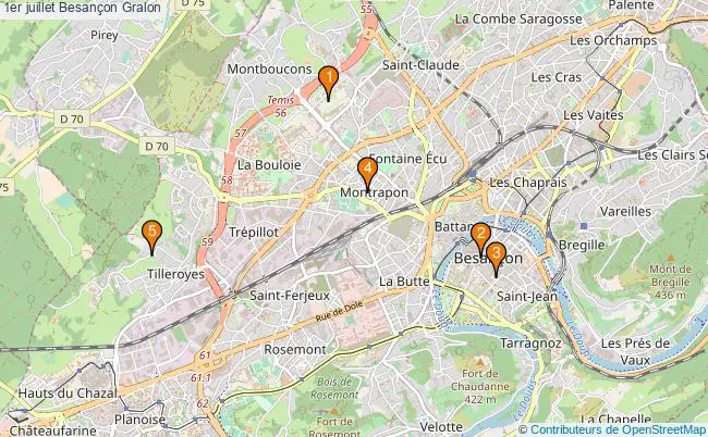 plan 1er juillet Besançon Associations 1er juillet Besançon : 6 associations