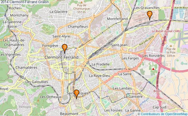 plan 2014 Clermont-Ferrand Associations 2014 Clermont-Ferrand : 4 associations