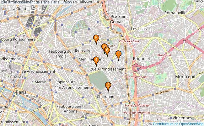plan 20e arrondissement de Paris Paris Associations 20e arrondissement de Paris Paris : 8 associations