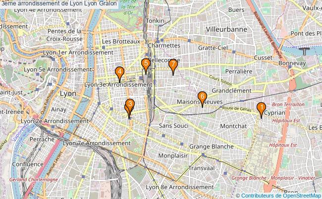 plan 3ème arrondissement de Lyon Lyon Associations 3ème arrondissement de Lyon Lyon : 8 associations