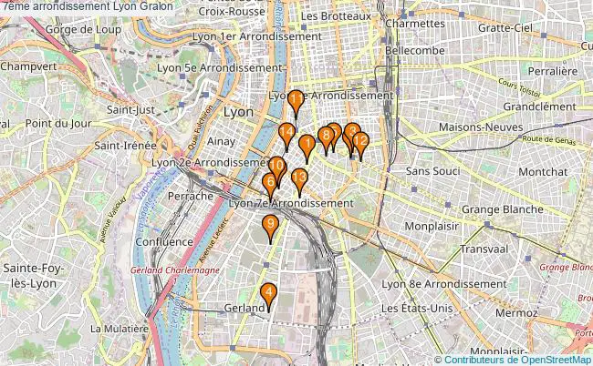 plan 7ème arrondissement Lyon Associations 7ème arrondissement Lyon : 14 associations