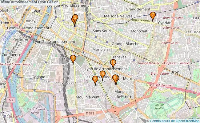 plan 8ème arrondissement Lyon Associations 8ème arrondissement Lyon : 11 associations