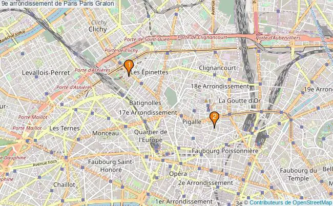 plan 9e arrondissement de Paris Paris Associations 9e arrondissement de Paris Paris : 4 associations