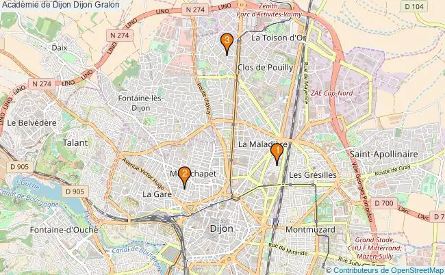 plan Académie de Dijon Dijon Associations Académie de Dijon Dijon : 3 associations