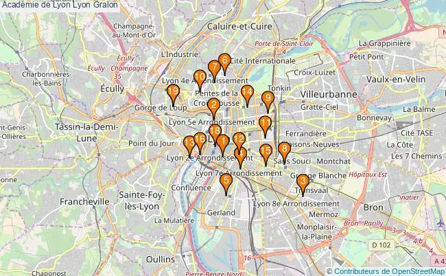 plan Académie de Lyon Lyon Associations Académie de Lyon Lyon : 20 associations
