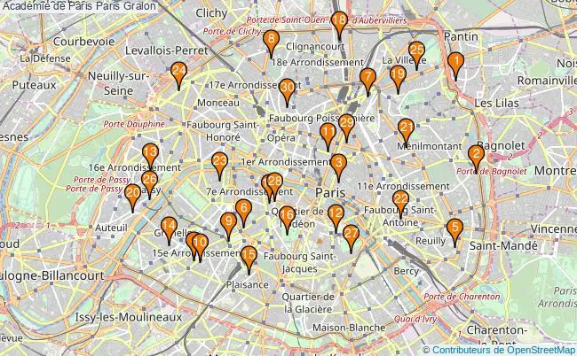 plan Académie de Paris Paris Associations académie de Paris Paris : 60 associations