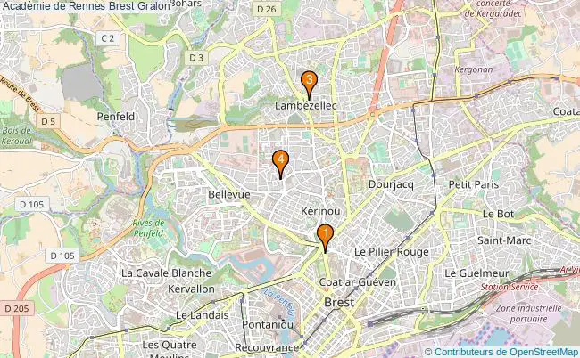 plan Académie de Rennes Brest Associations Académie de Rennes Brest : 4 associations