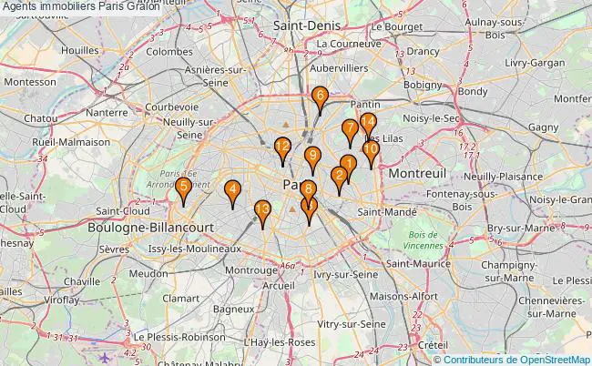plan Agents immobiliers Paris Associations agents immobiliers Paris : 18 associations