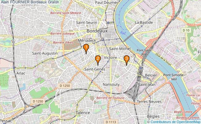 plan Alain FOURNIER Bordeaux Associations Alain FOURNIER Bordeaux : 3 associations