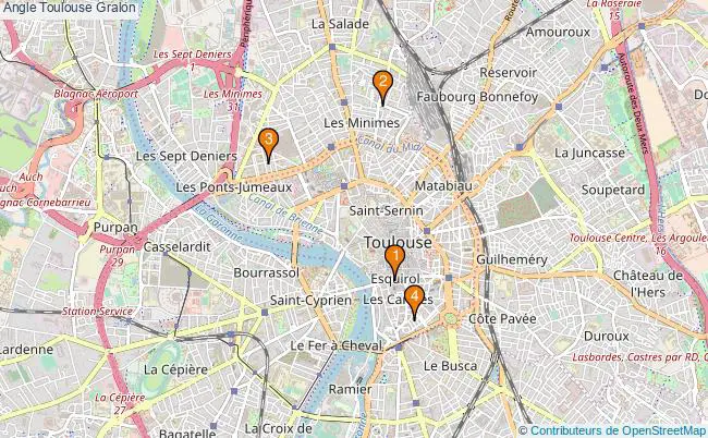 plan Angle Toulouse Associations angle Toulouse : 4 associations