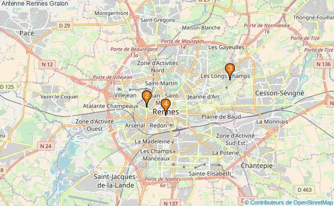 plan Antenne Rennes Associations antenne Rennes : 4 associations
