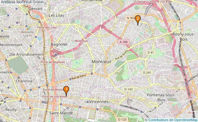 plan Antillaise Montreuil Associations antillaise Montreuil : 2 associations