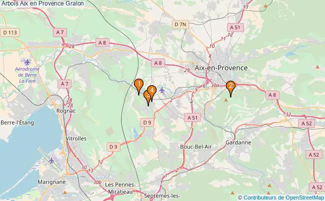 plan Arbois Aix en Provence Associations Arbois Aix en Provence : 5 associations