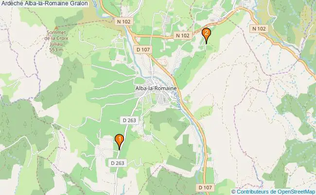 plan Ardèche Alba-la-Romaine Associations Ardèche Alba-la-Romaine : 2 associations