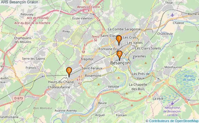 plan ARS Besançon Associations ARS Besançon : 3 associations