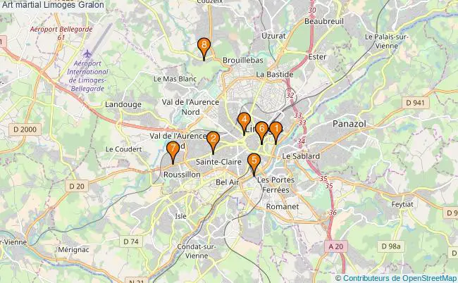 plan Art martial Limoges Associations art martial Limoges : 7 associations