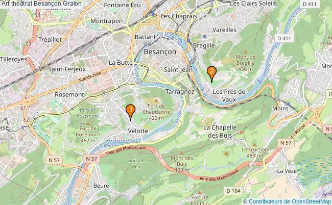 plan Art théâtral Besançon Associations art théâtral Besançon : 3 associations