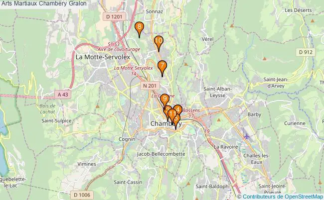 plan Arts Martiaux Chambéry Associations Arts Martiaux Chambéry : 13 associations