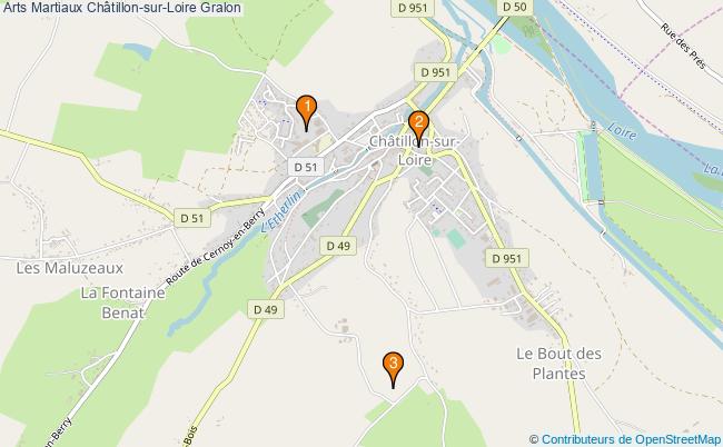 plan Arts Martiaux Châtillon-sur-Loire Associations Arts Martiaux Châtillon-sur-Loire : 3 associations