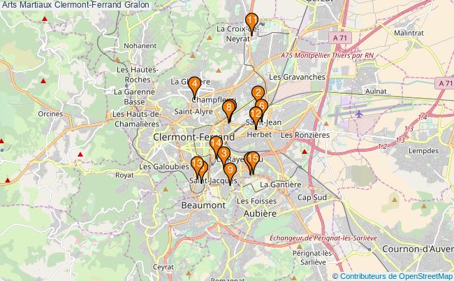 plan Arts Martiaux Clermont-Ferrand Associations Arts Martiaux Clermont-Ferrand : 16 associations