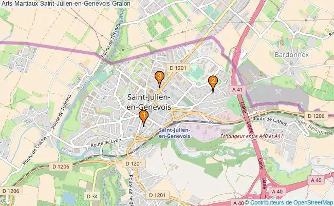 plan Arts Martiaux Saint-Julien-en-Genevois Associations Arts Martiaux Saint-Julien-en-Genevois : 3 associations