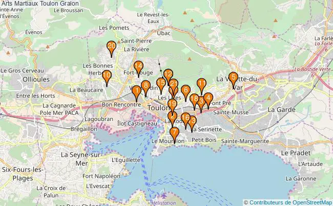 plan Arts Martiaux Toulon Associations Arts Martiaux Toulon : 21 associations