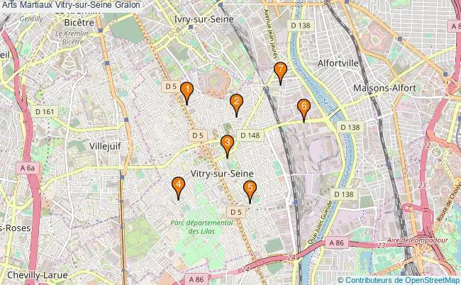 plan Arts Martiaux Vitry-sur-Seine Associations Arts Martiaux Vitry-sur-Seine : 10 associations