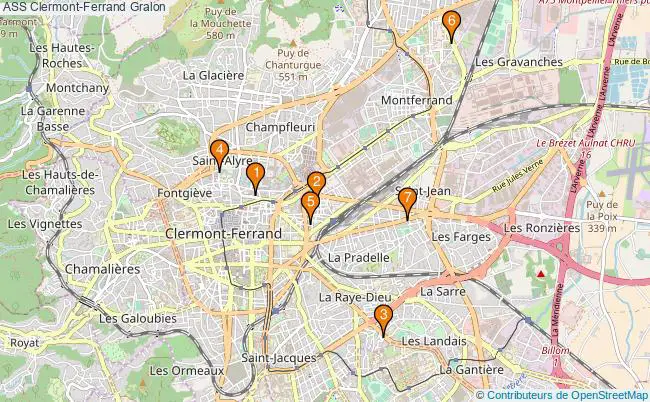 plan ASS Clermont-Ferrand Associations ASS Clermont-Ferrand : 7 associations