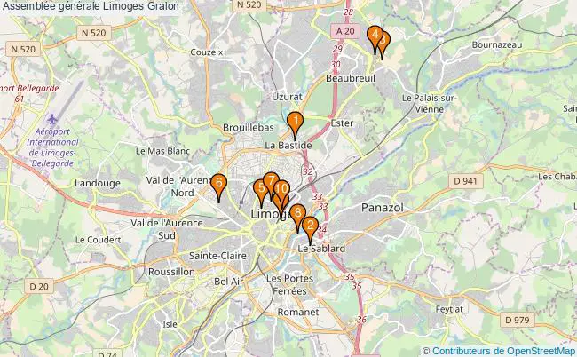 plan Assemblée générale Limoges Associations Assemblée générale Limoges : 11 associations