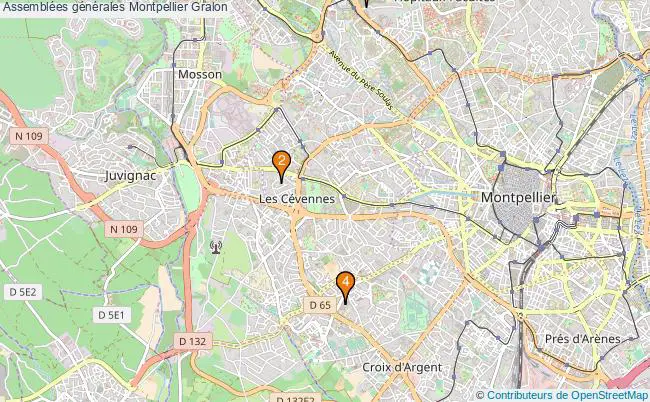 plan Assemblées générales Montpellier Associations assemblées générales Montpellier : 4 associations