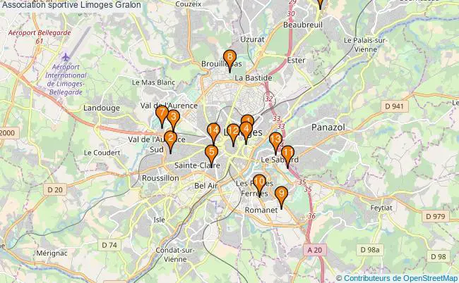 plan Association sportive Limoges Associations association sportive Limoges : 13 associations