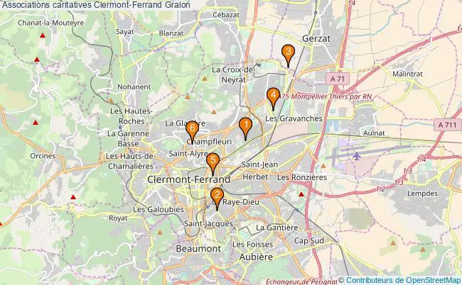 plan Associations caritatives Clermont-Ferrand Associations associations caritatives Clermont-Ferrand : 5 associations
