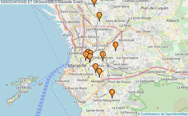plan ASSOCIATIONS ET ORGANISMES Marseille Associations ASSOCIATIONS ET ORGANISMES Marseille : 11 associations