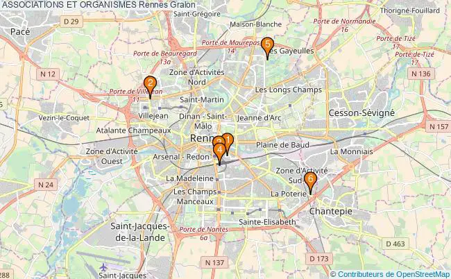 plan ASSOCIATIONS ET ORGANISMES Rennes Associations ASSOCIATIONS ET ORGANISMES Rennes : 4 associations