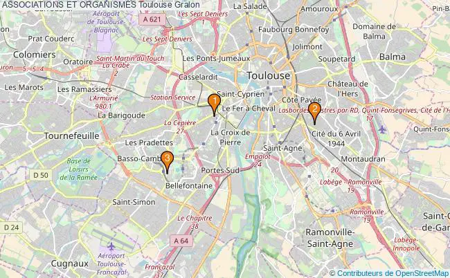 plan ASSOCIATIONS ET ORGANISMES Toulouse Associations ASSOCIATIONS ET ORGANISMES Toulouse : 5 associations