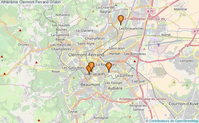plan Athlétisme Clermont-Ferrand Associations Athlétisme Clermont-Ferrand : 4 associations