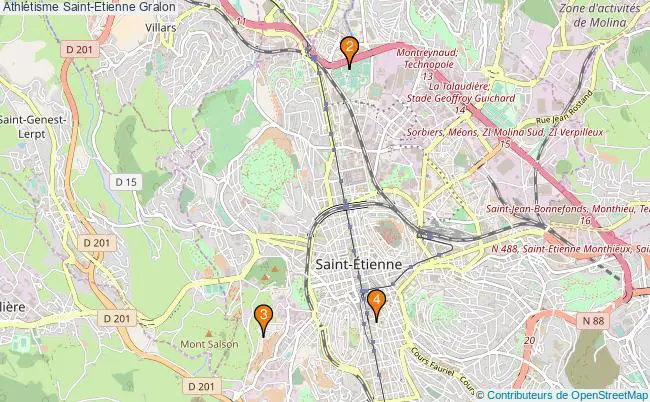 plan Athlétisme Saint-Etienne Associations Athlétisme Saint-Etienne : 4 associations