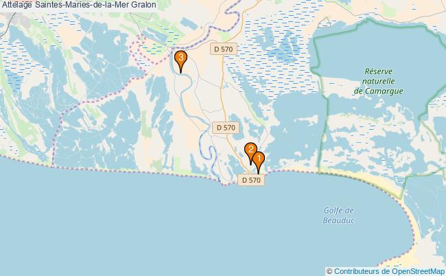 plan Attelage Saintes-Maries-de-la-Mer Associations attelage Saintes-Maries-de-la-Mer : 3 associations