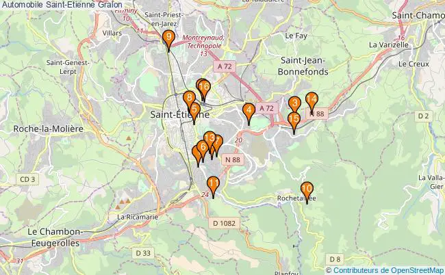 plan Automobile Saint-Etienne Associations Automobile Saint-Etienne : 20 associations