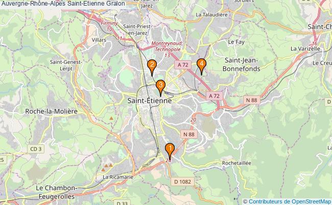 plan Auvergne-Rhône-Alpes Saint-Etienne Associations Auvergne-Rhône-Alpes Saint-Etienne : 4 associations