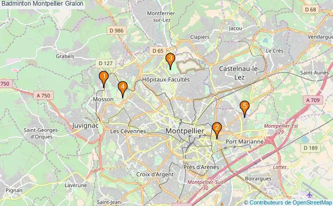plan Badminton Montpellier Associations badminton Montpellier : 5 associations