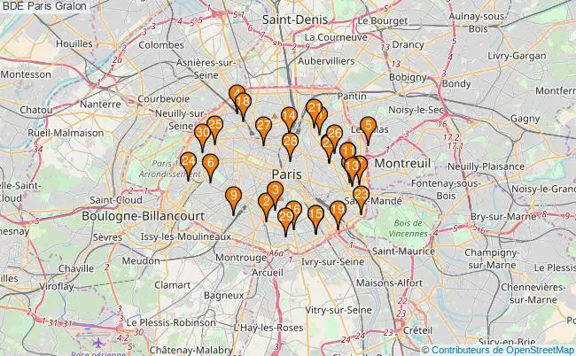 plan BDE Paris Associations BDE Paris : 71 associations