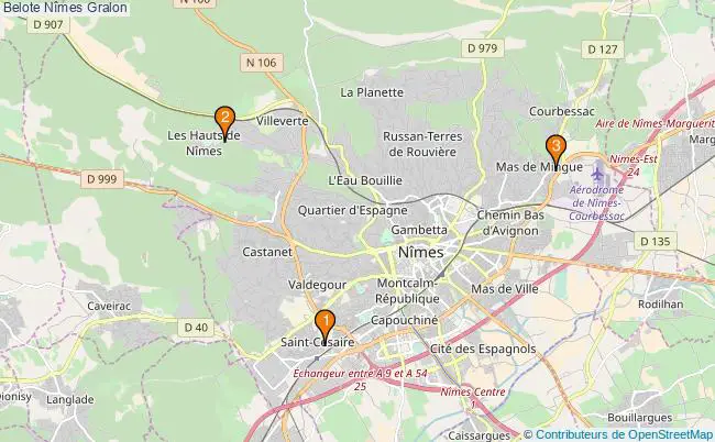 plan Belote Nîmes Associations belote Nîmes : 3 associations