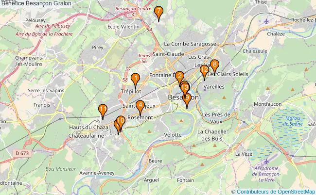 plan Benefice Besançon Associations benefice Besançon : 16 associations