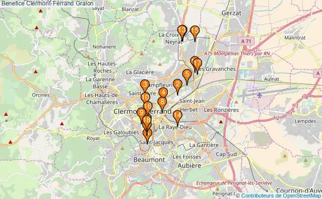 plan Benefice Clermont-Ferrand Associations benefice Clermont-Ferrand : 19 associations