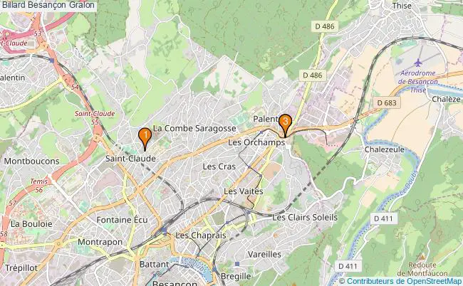 plan Billard Besançon Associations billard Besançon : 3 associations