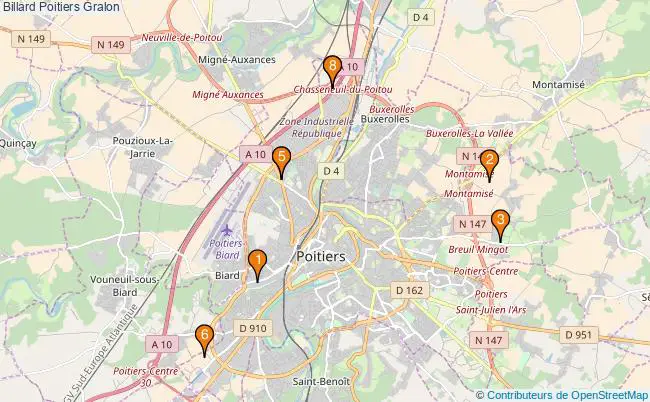 plan Billard Poitiers Associations billard Poitiers : 7 associations