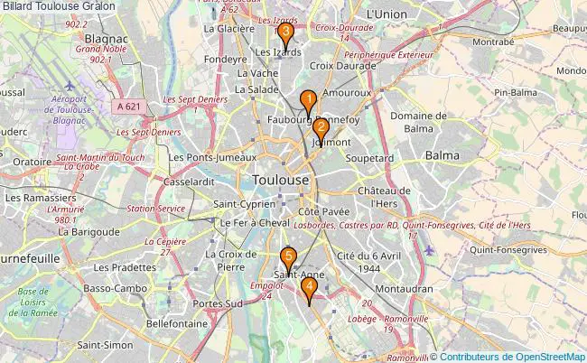 plan Billard Toulouse Associations billard Toulouse : 5 associations