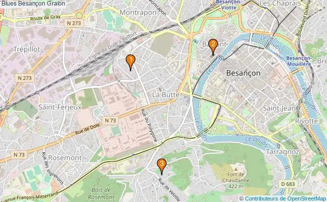plan Blues Besançon Associations Blues Besançon : 3 associations