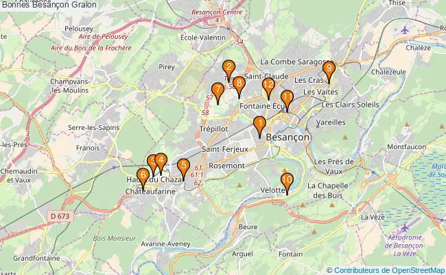 plan Bonnes Besançon Associations Bonnes Besançon : 12 associations